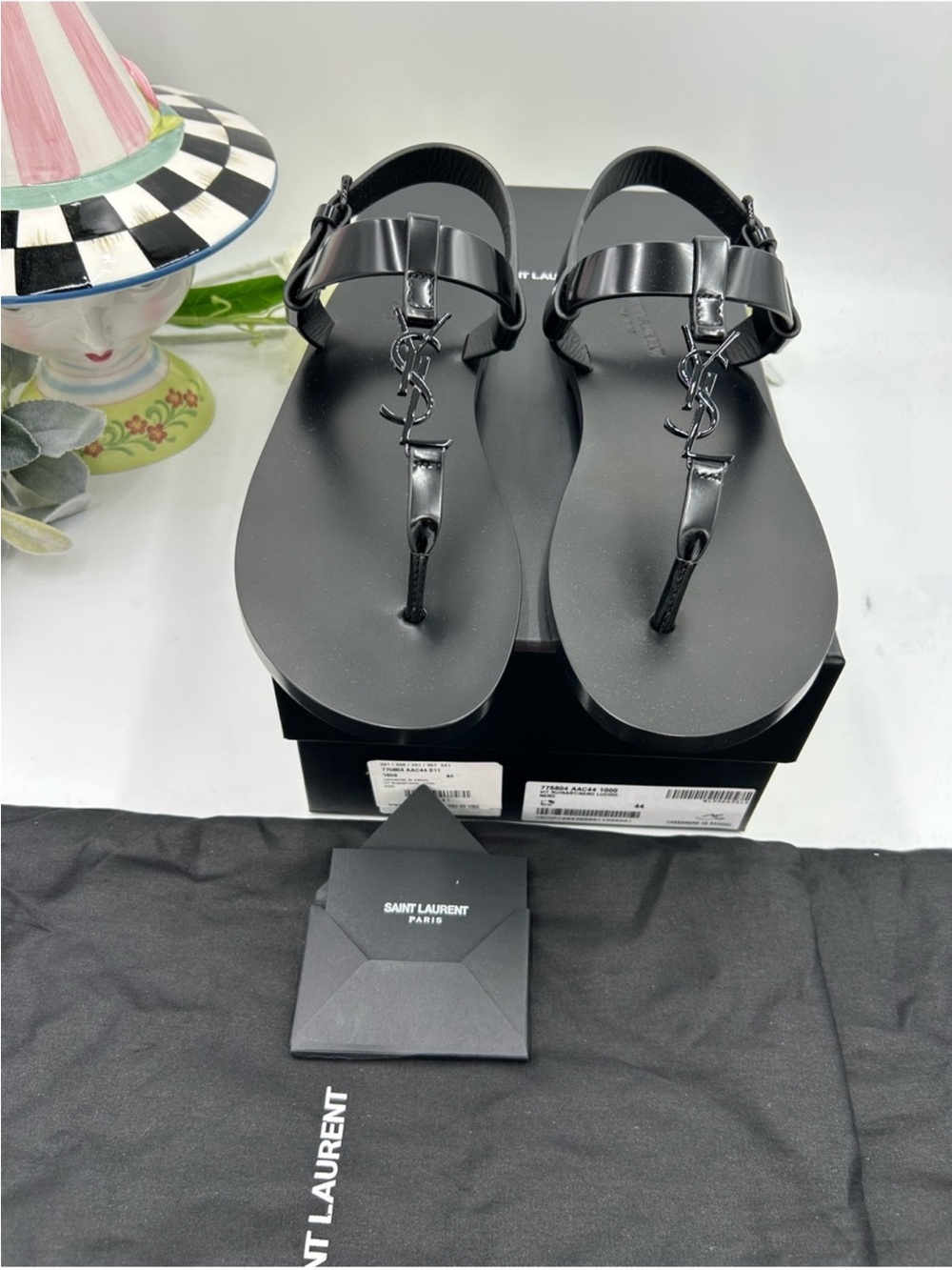 Men’s Saint Laurent YSL CASSANDRE song sandal size 44 made in Italy - Picture 3 of 9